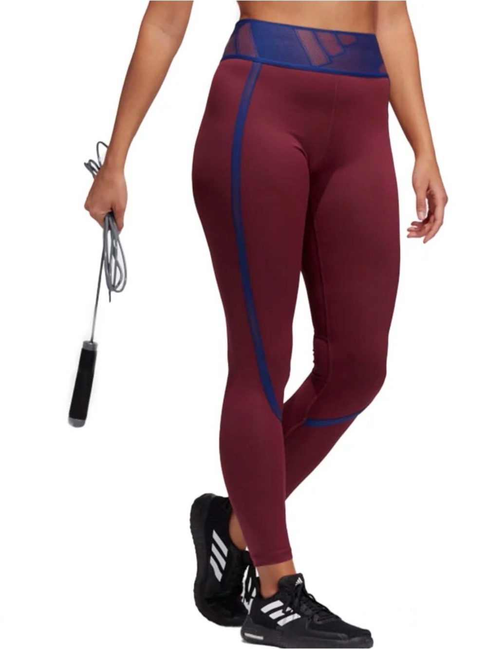 Adidas primegreen burgundy blue wide waistband leggings S